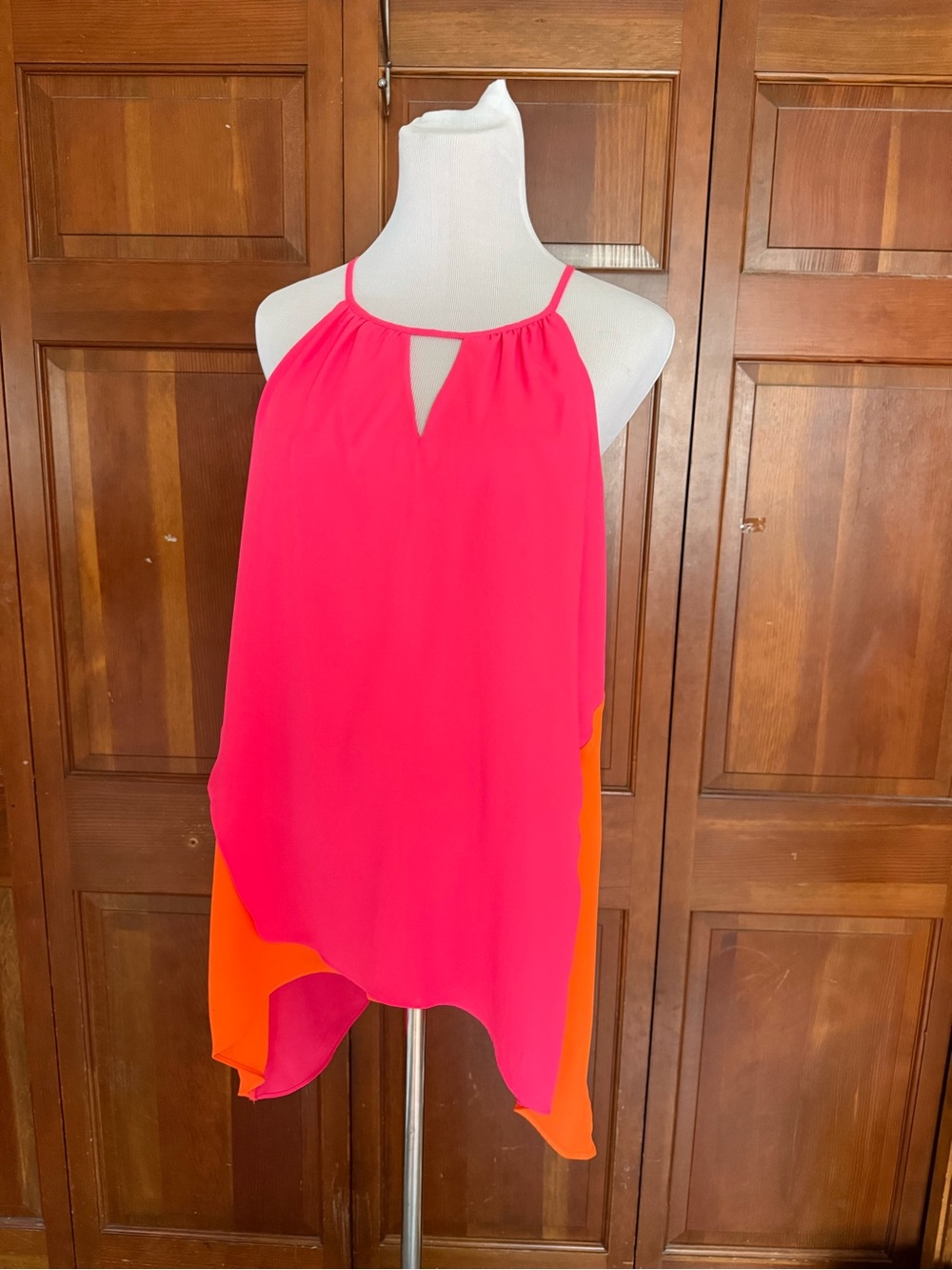 XL Barbiecore Girl’s Night Out Neon Bright Flowy Halter Layered Resort - Picture 8 of 9